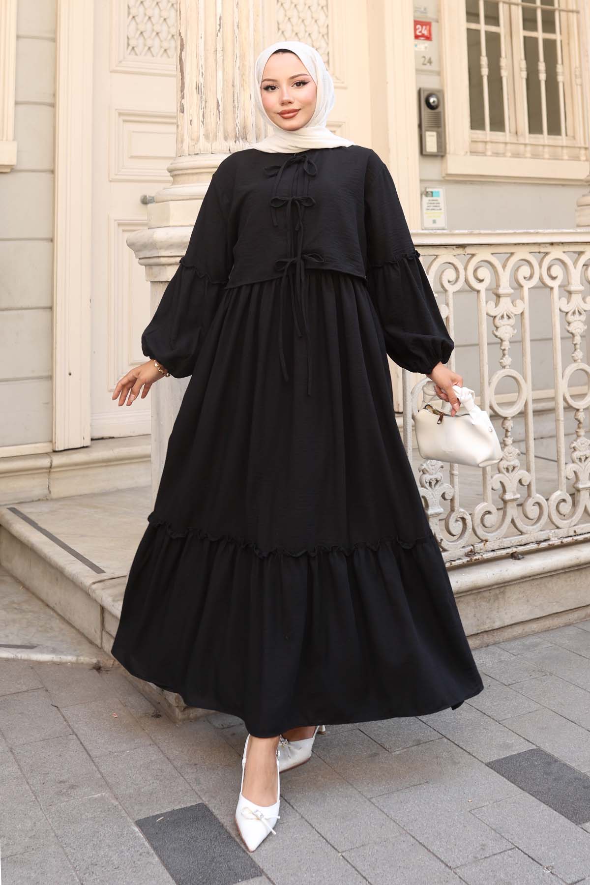 Fiyonk Detaylı Elbise Takım