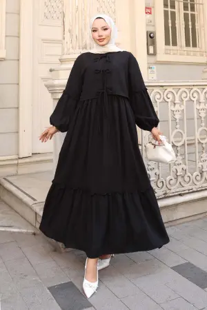 Fiyonk Detaylı Elbise Takım