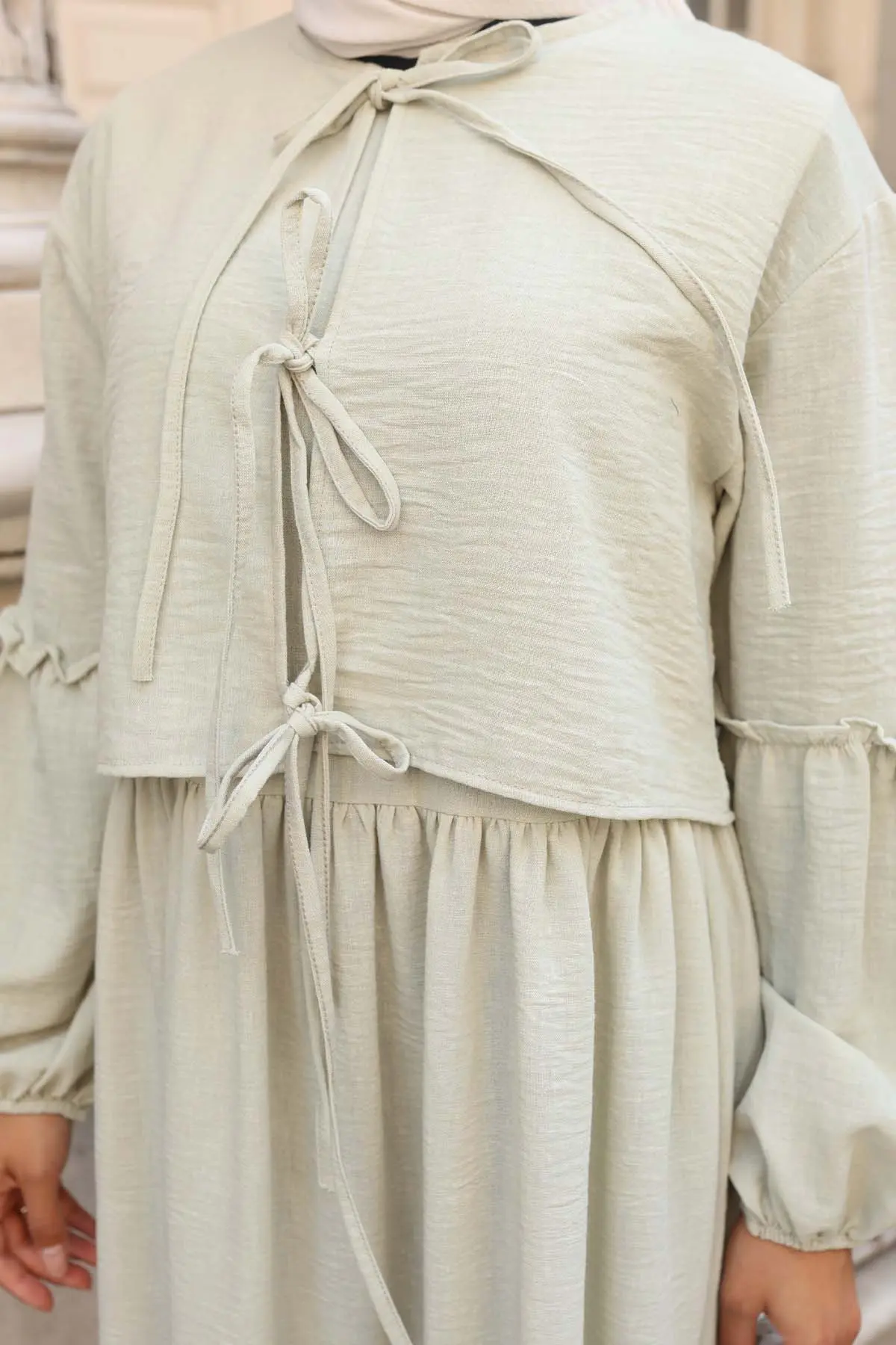 Fiyonk Detaylı Elbise Takım-detail