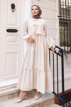 Fiyonk Detaylı Elbise Takım