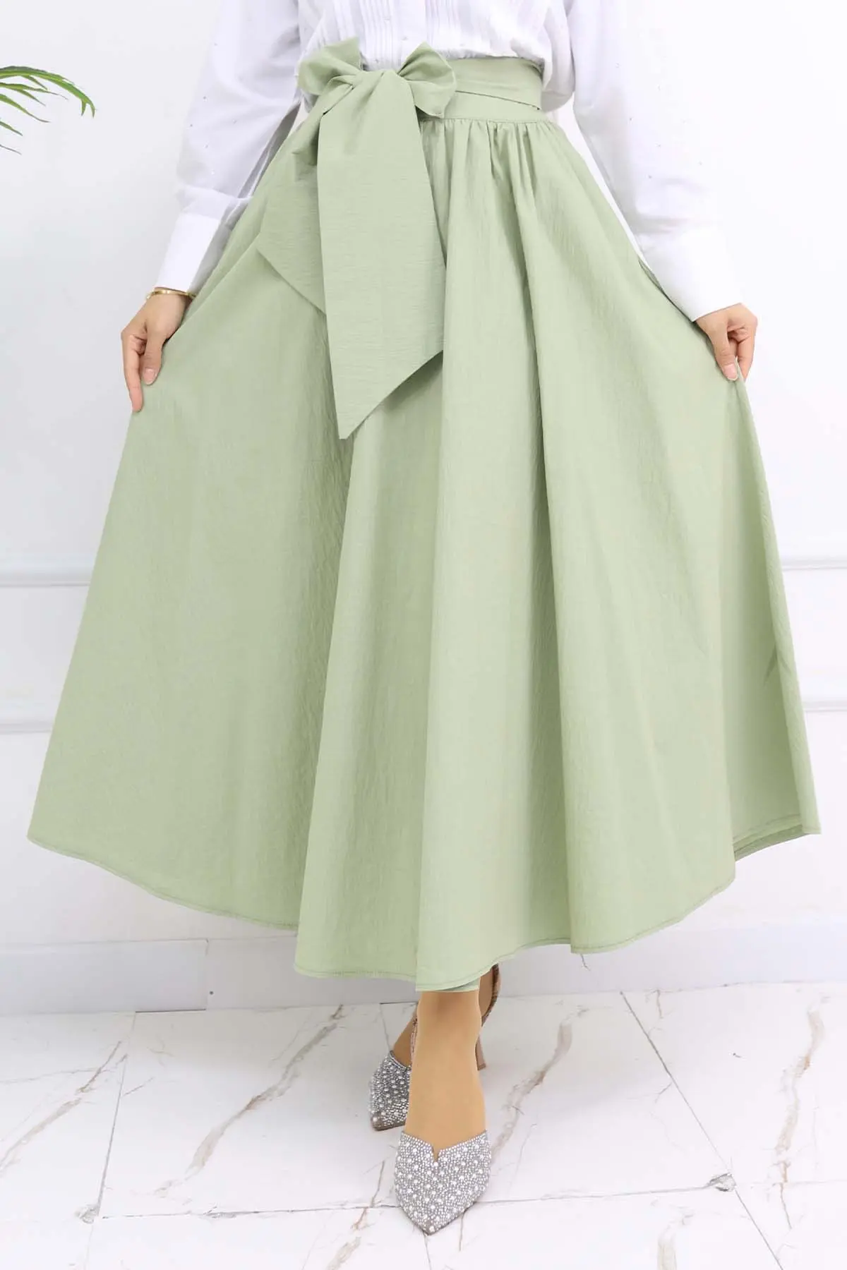 Fiyonk Detaylı Kloş Etek Çağla 2197-detail