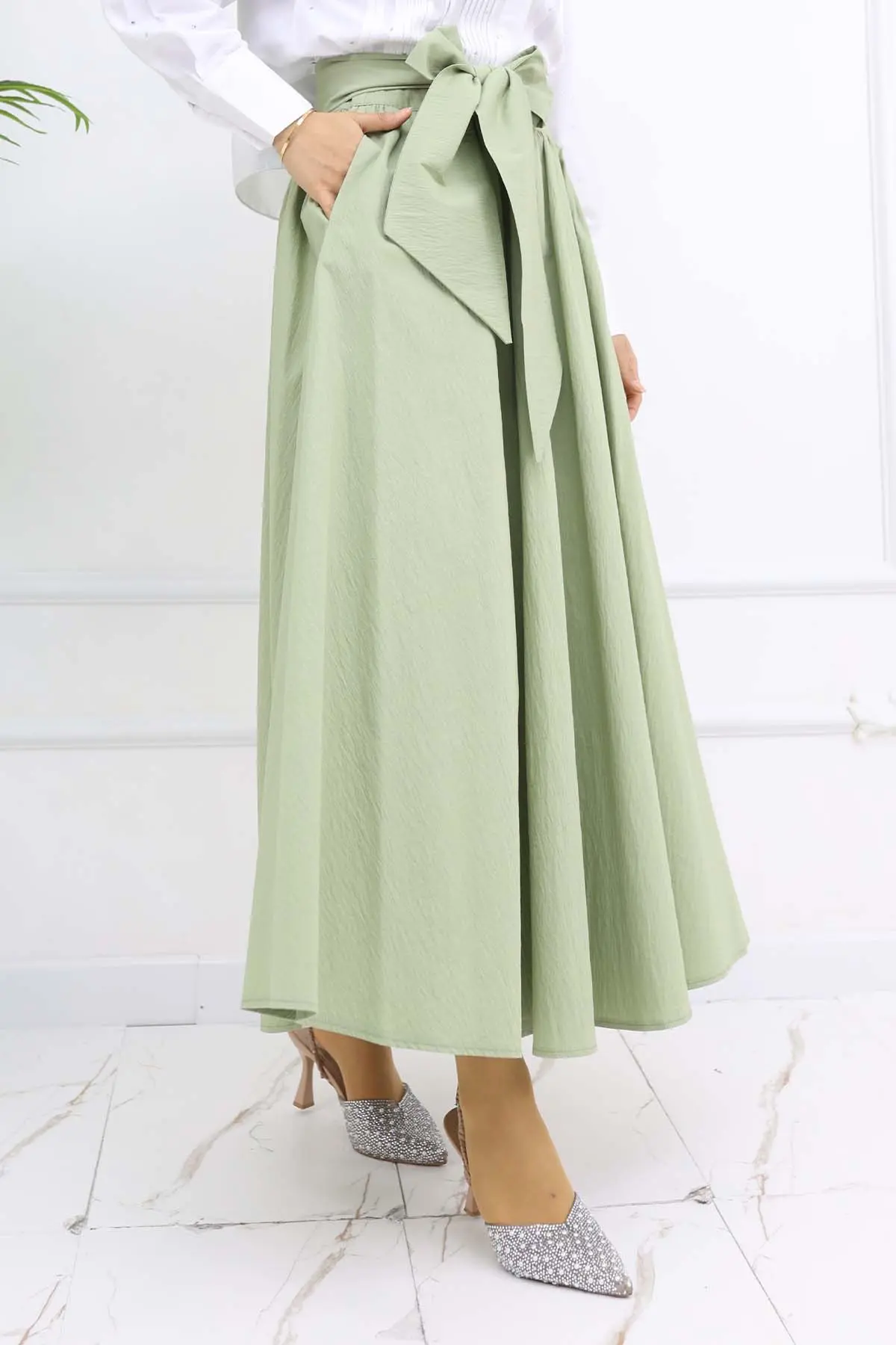 Fiyonk Detaylı Kloş Etek Çağla 2197-detail