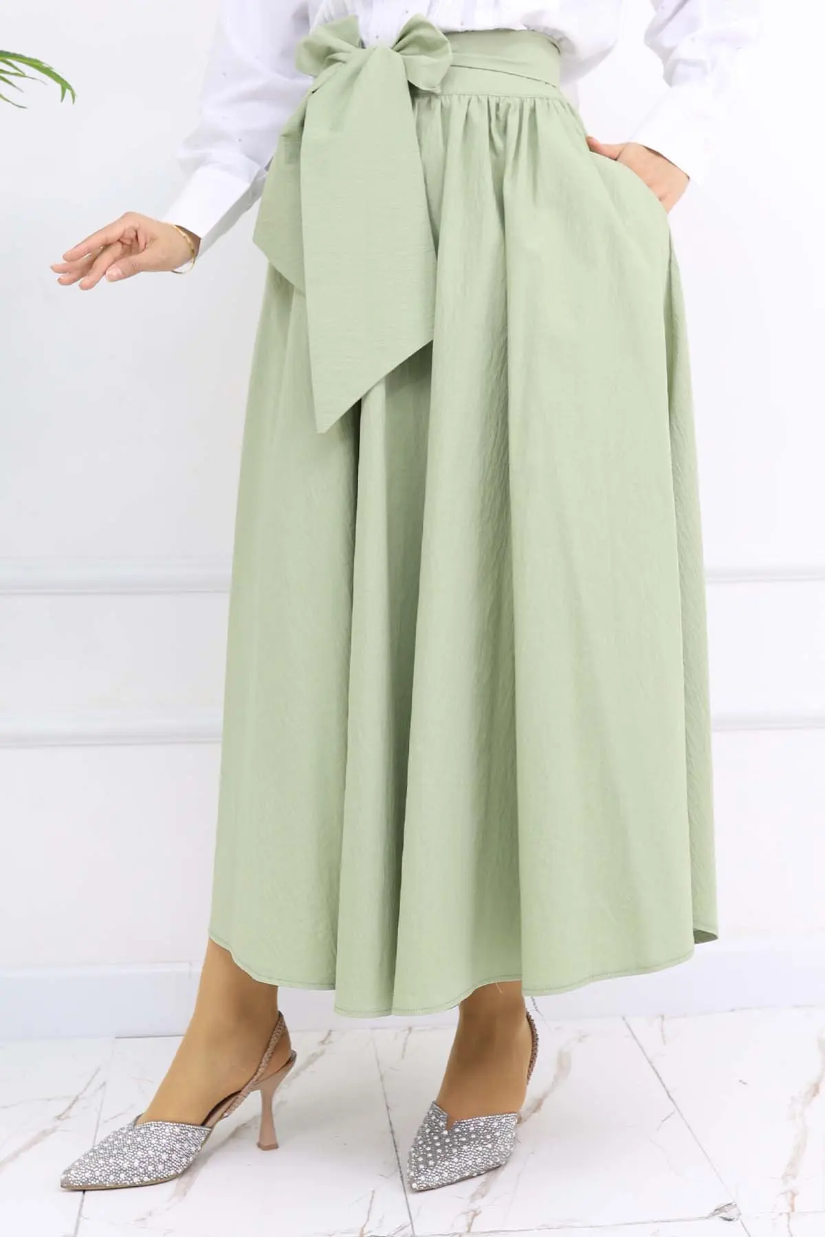 Fiyonk Detaylı Kloş Etek Çağla 2197-detail