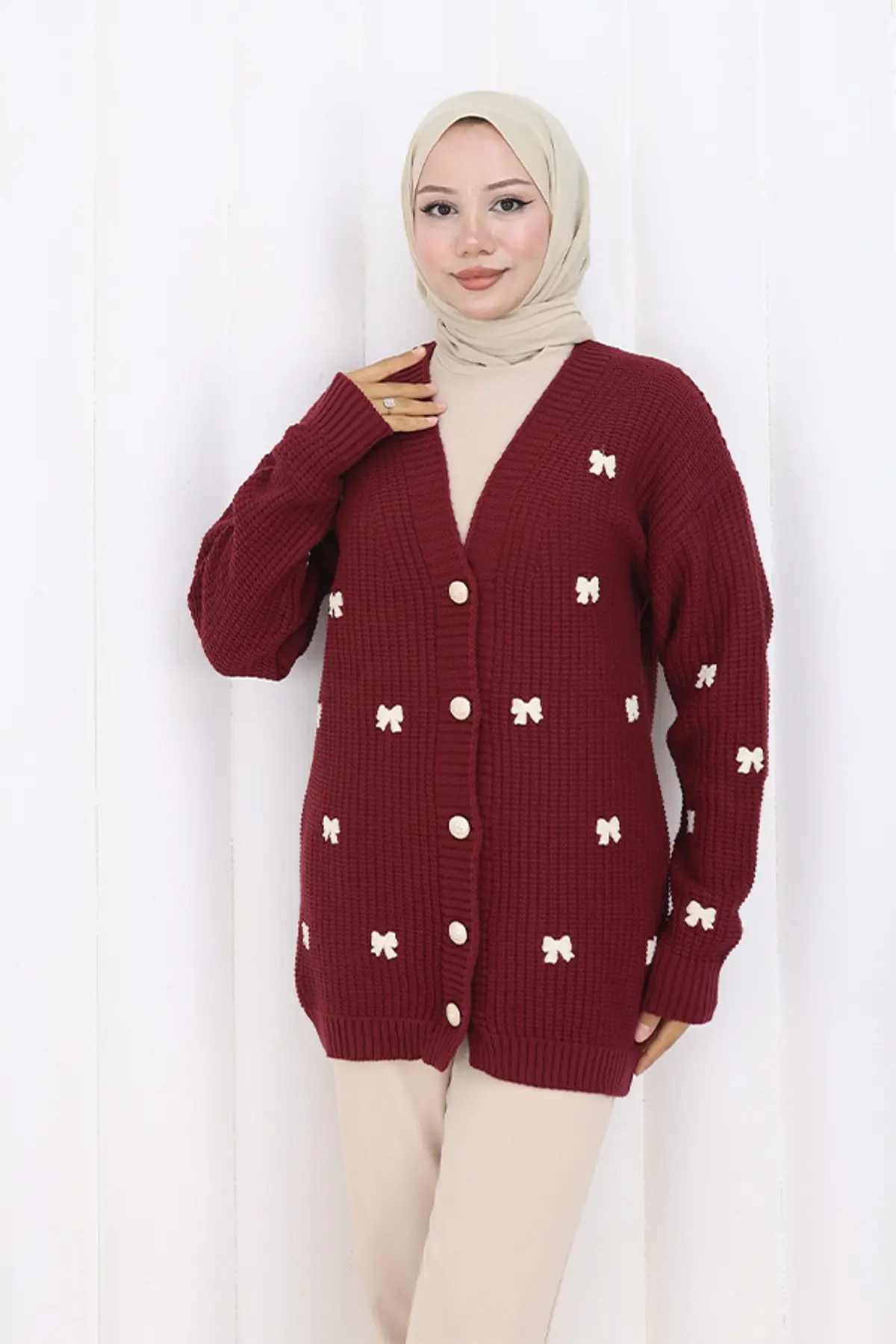 Fiyonk Detaylı Triko Hırka-detail