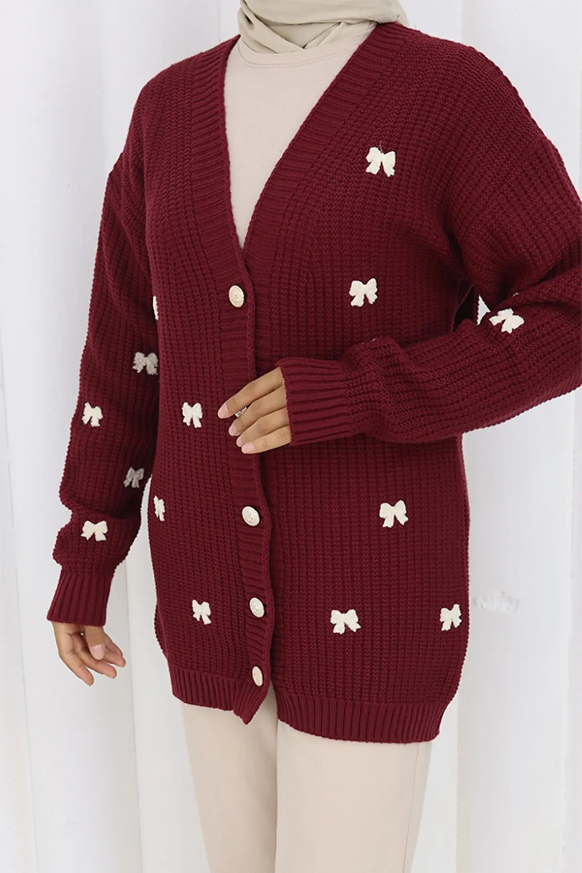 Fiyonk Detaylı Triko Hırka-detail