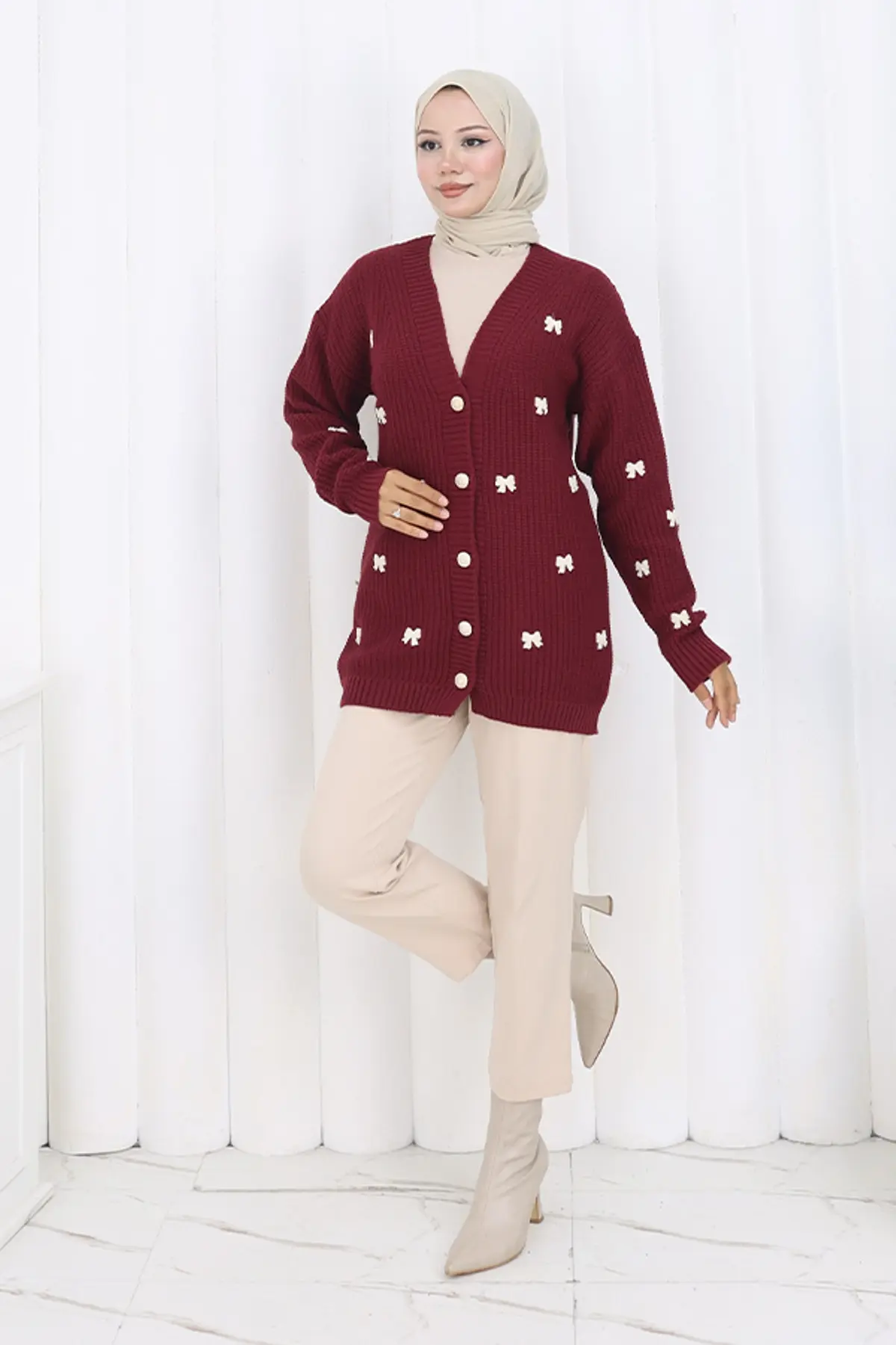 Fiyonk Detaylı Triko Hırka-detail