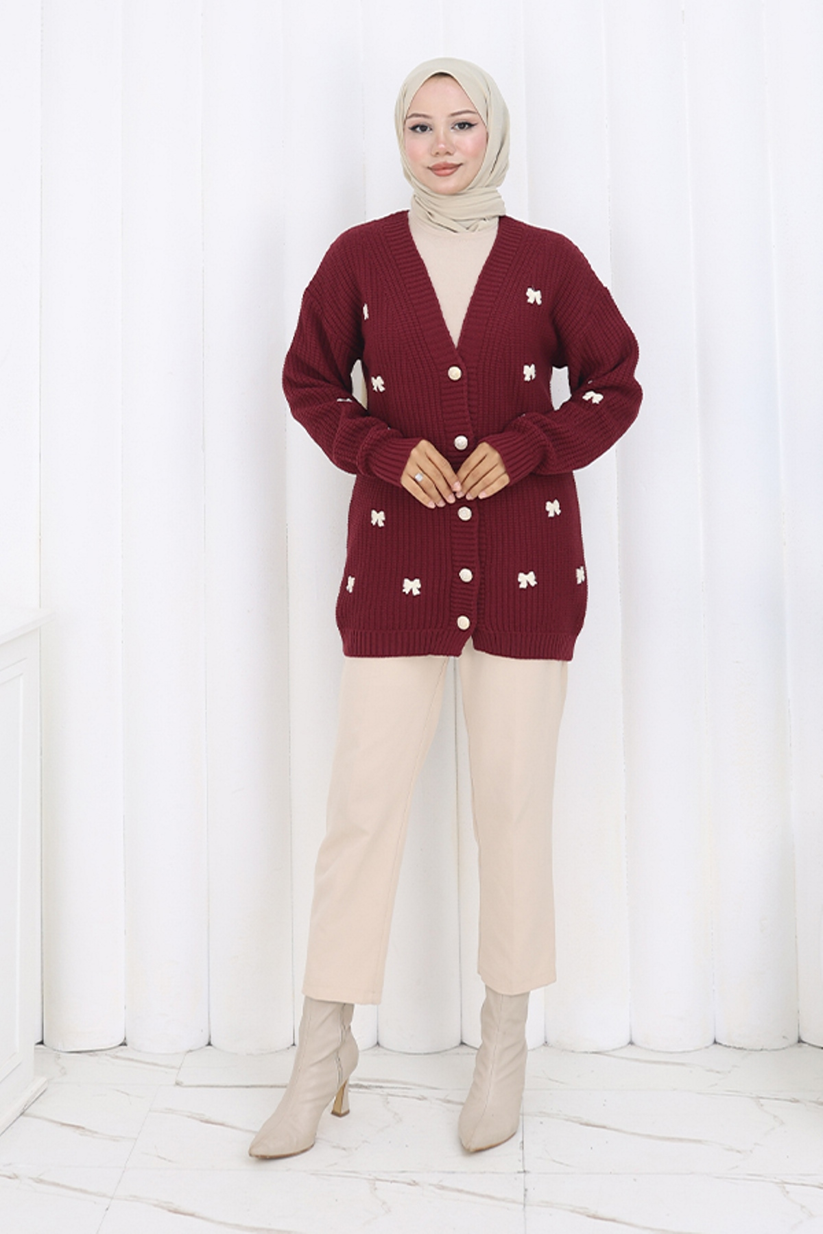 Bow Detailed Knit Cardigan