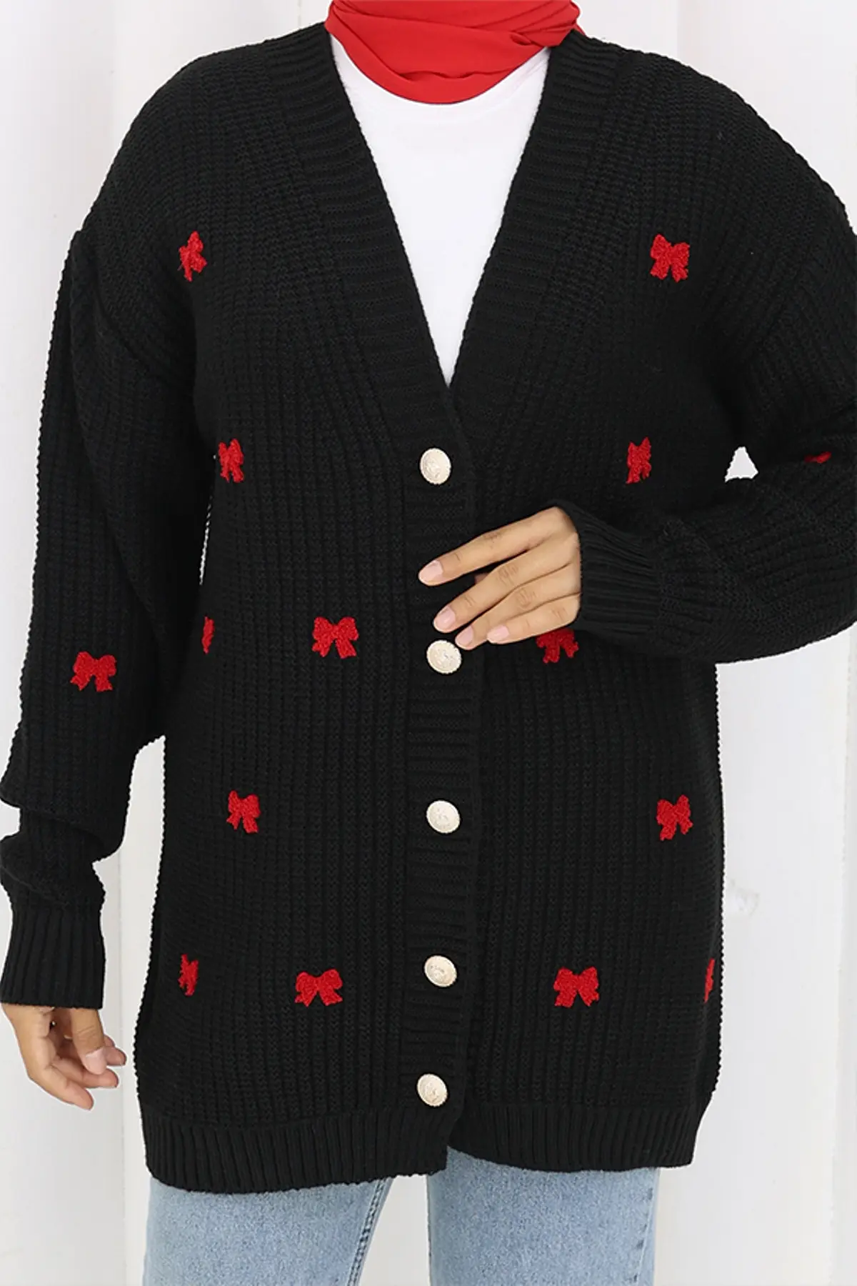 Fiyonk Detaylı Triko Hırka-detail