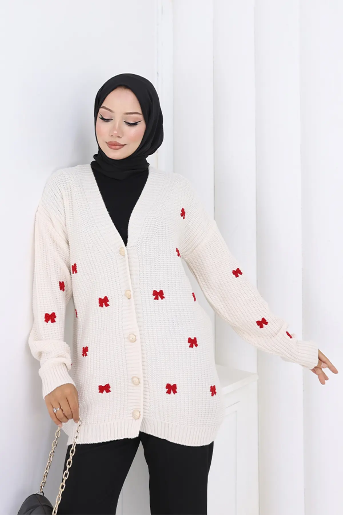 Fiyonk Detaylı Triko Hırka-detail