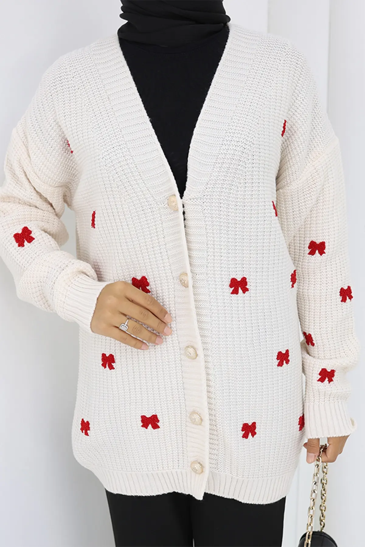 Fiyonk Detaylı Triko Hırka-detail