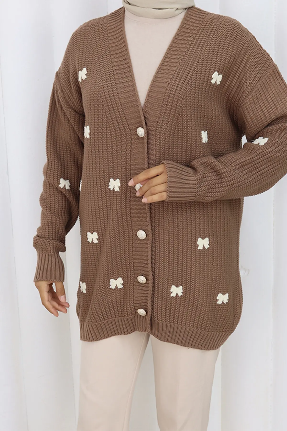 Fiyonk Detaylı Triko Hırka-detail