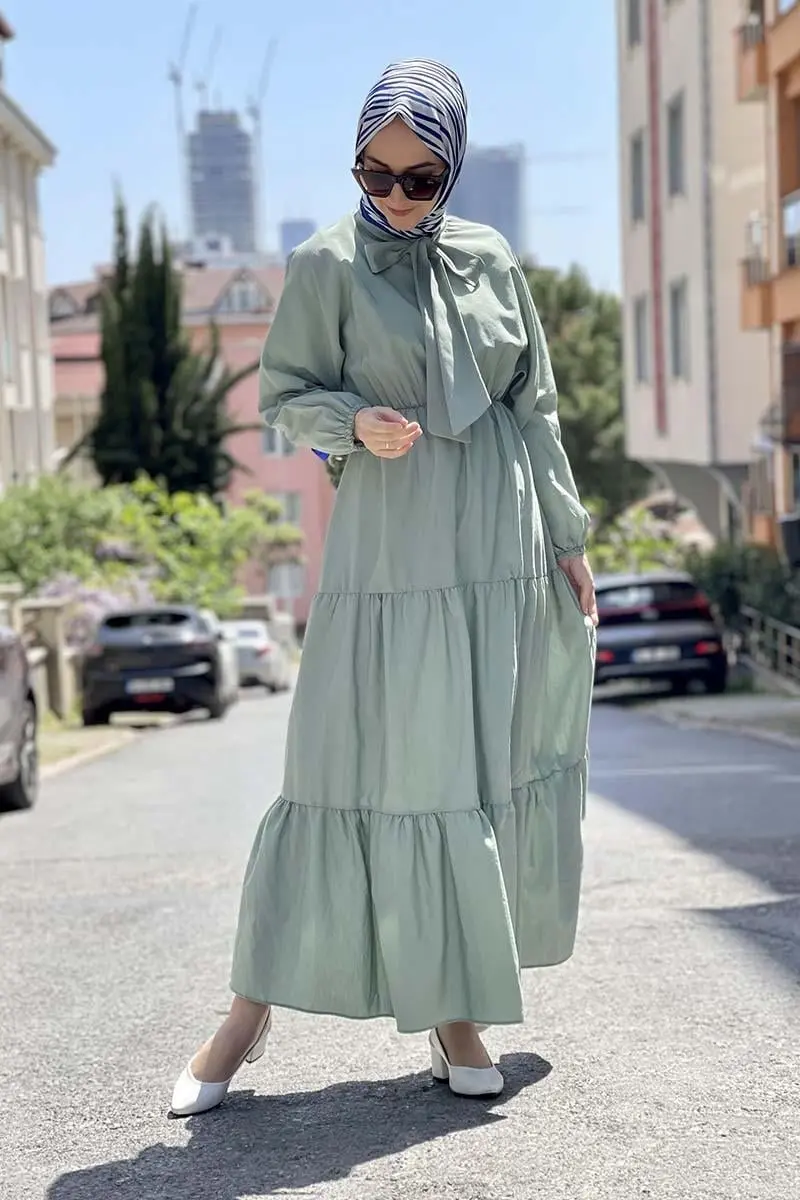 Bow Collar Hijab Dress-detail