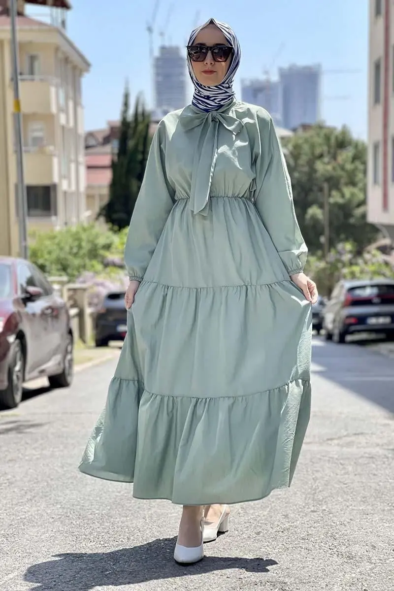 Bow Collar Hijab Dress-detail