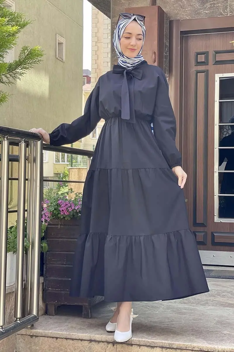 Bow Collar Hijab Dress-detail