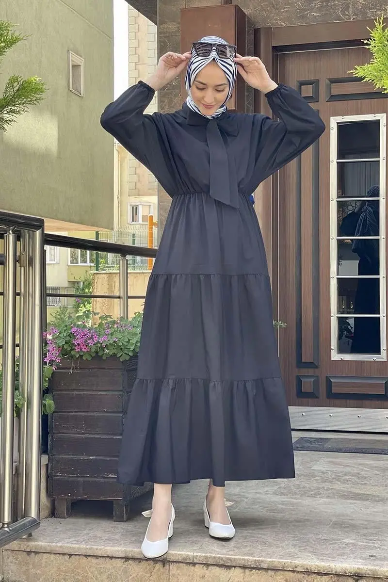 Bow Collar Hijab Dress-detail