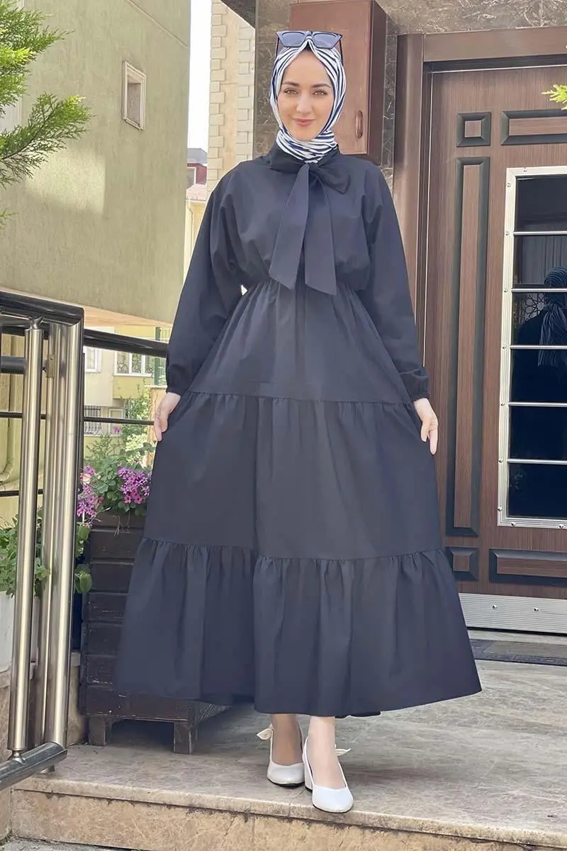 Bow Collar Hijab Dress-detail