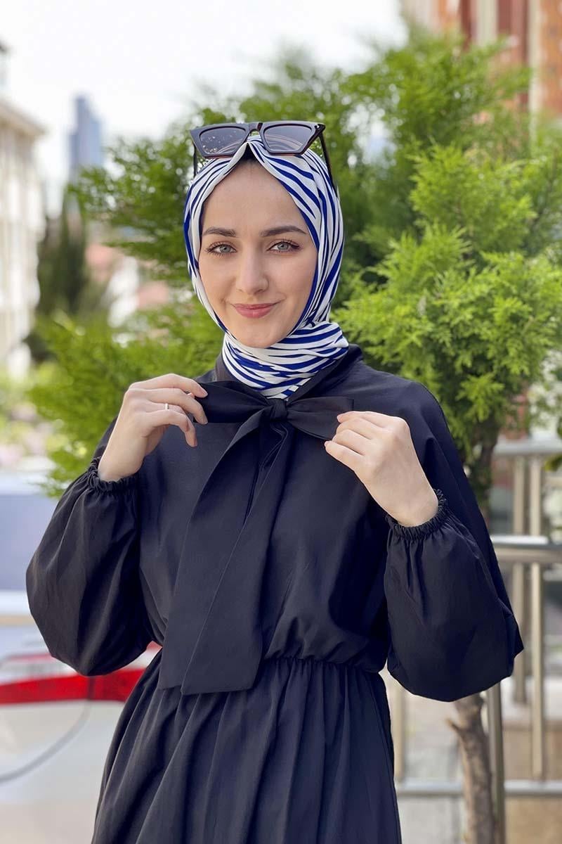 Bow Collar Hijab Dress