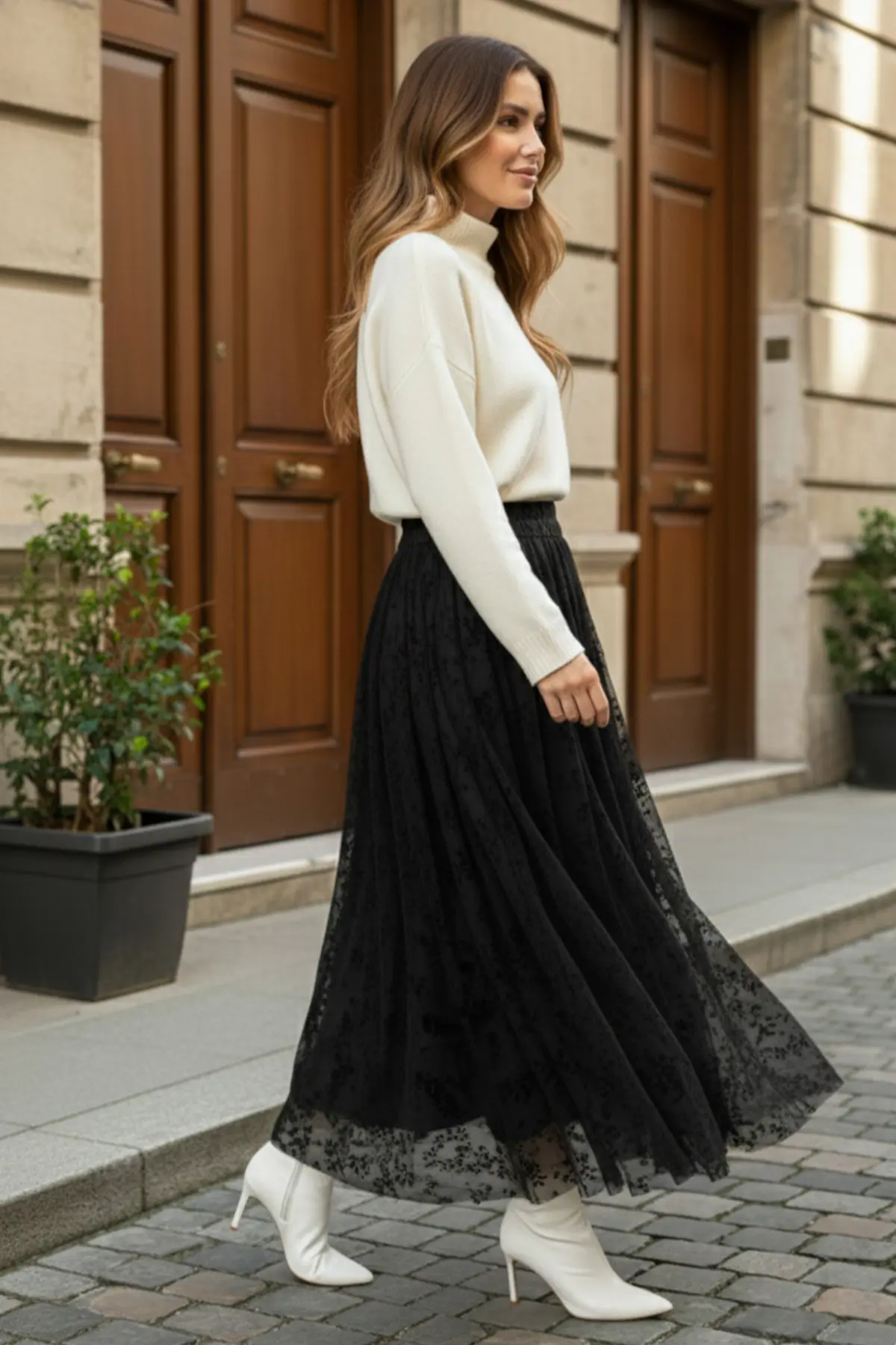 Flok Baskılı Etek-detail