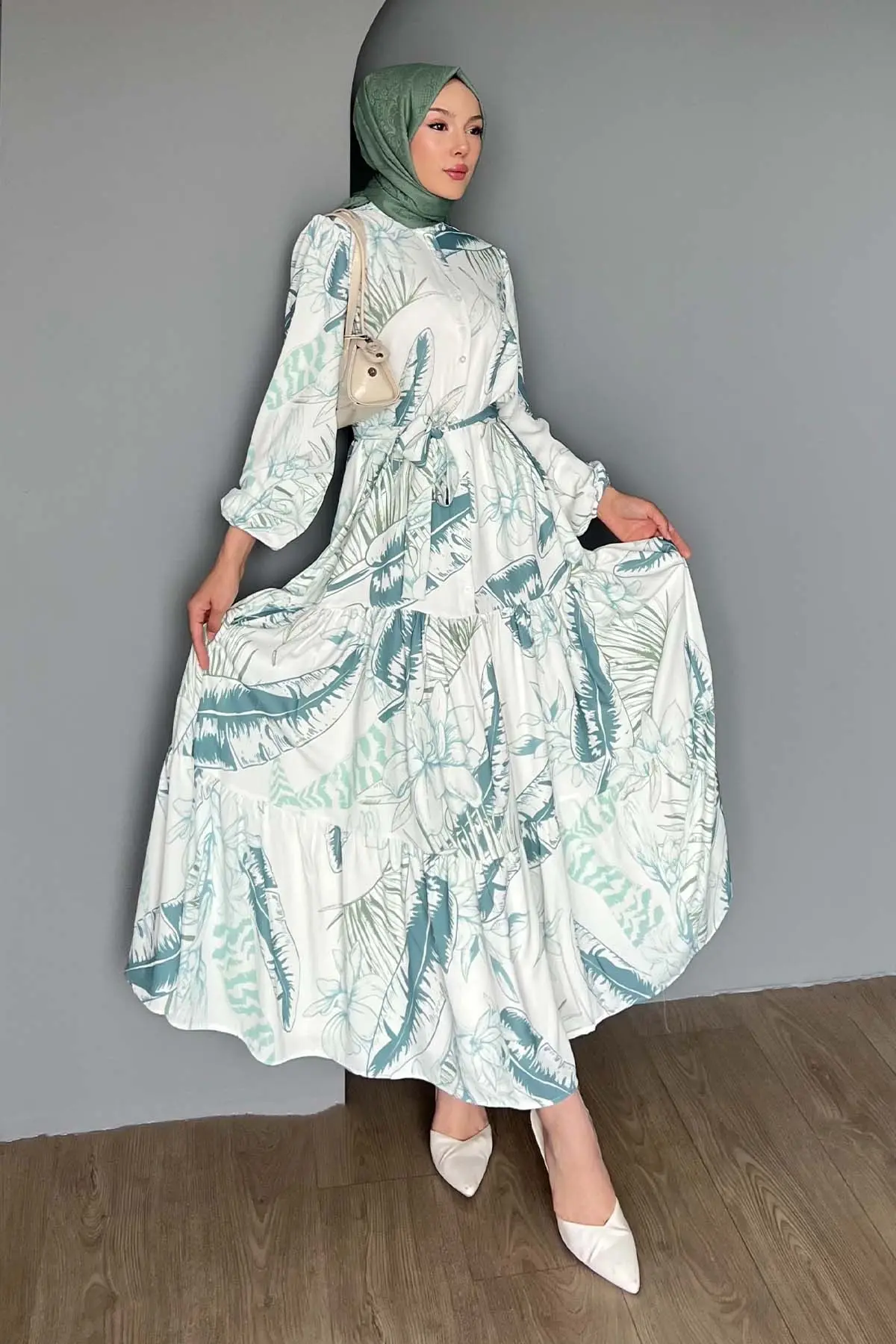 Floral Patterned Hijab Dress