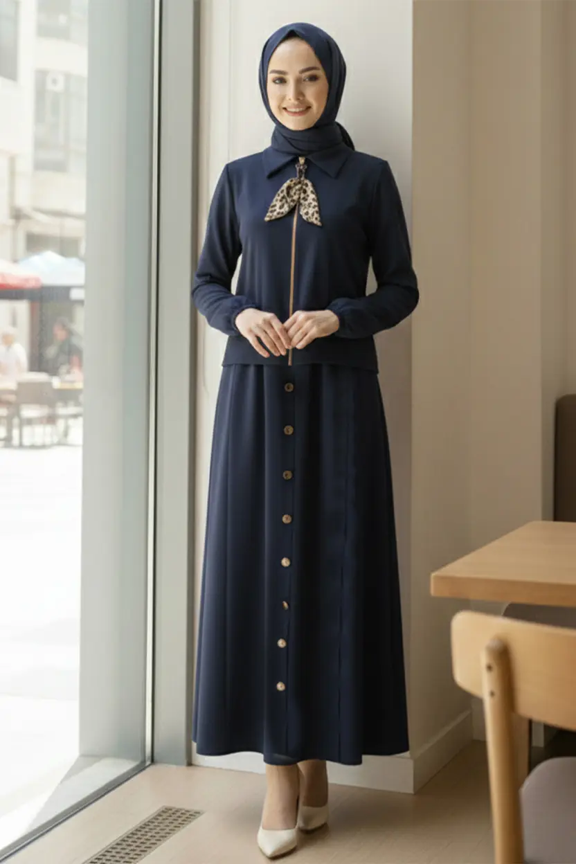 Fularlı Tesettür İkili Takım-detail