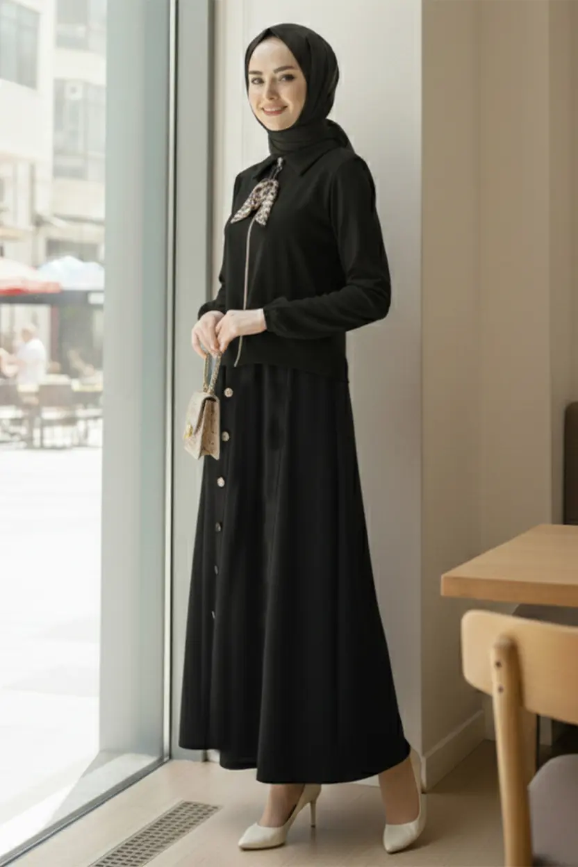 Fularlı Tesettür İkili Takım-detail