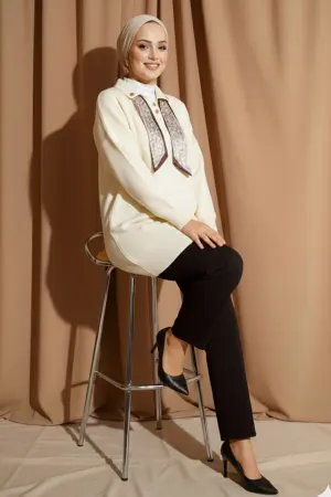 Fularlı Triko Tunik