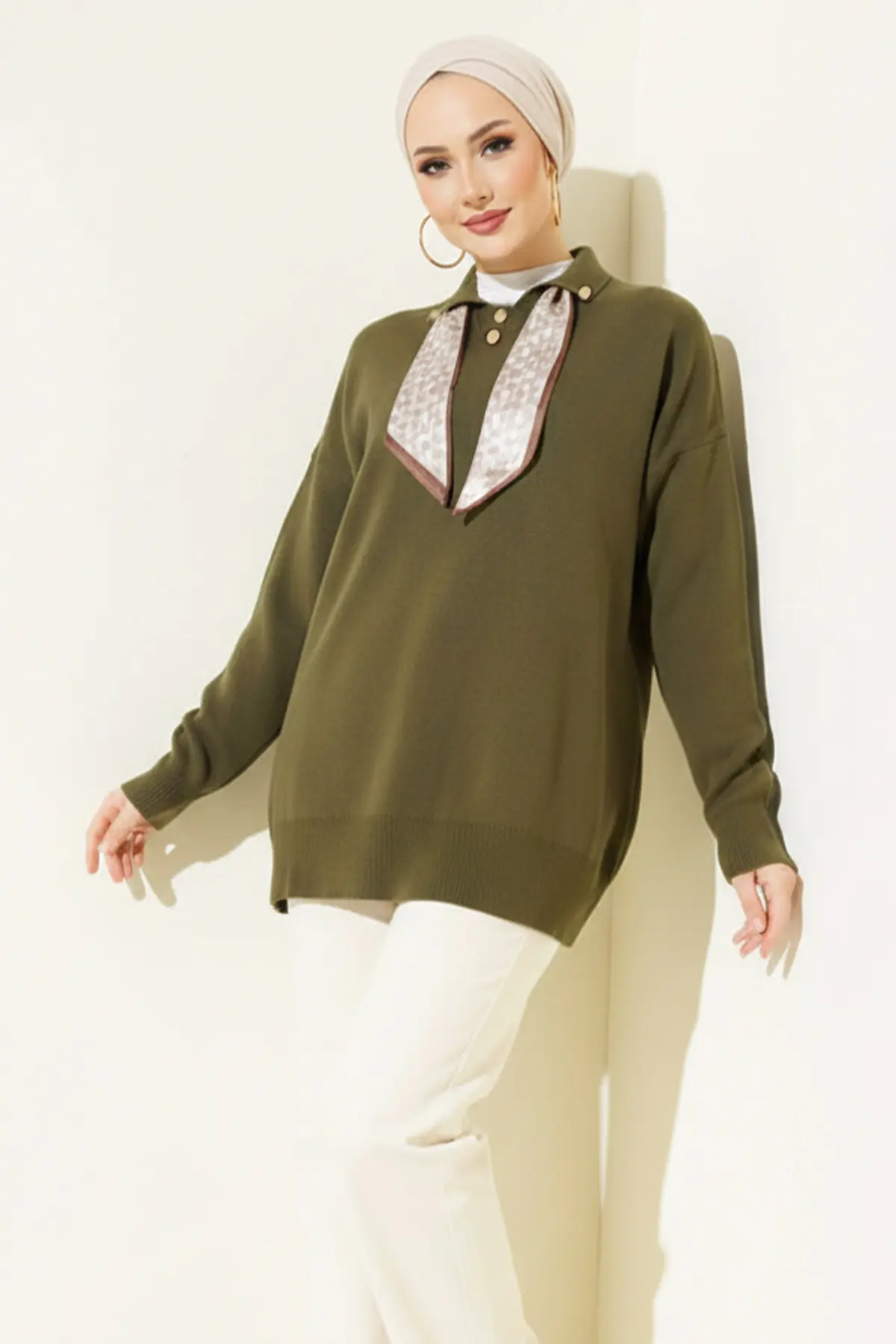 Knitted Tunic With Scarf-detail