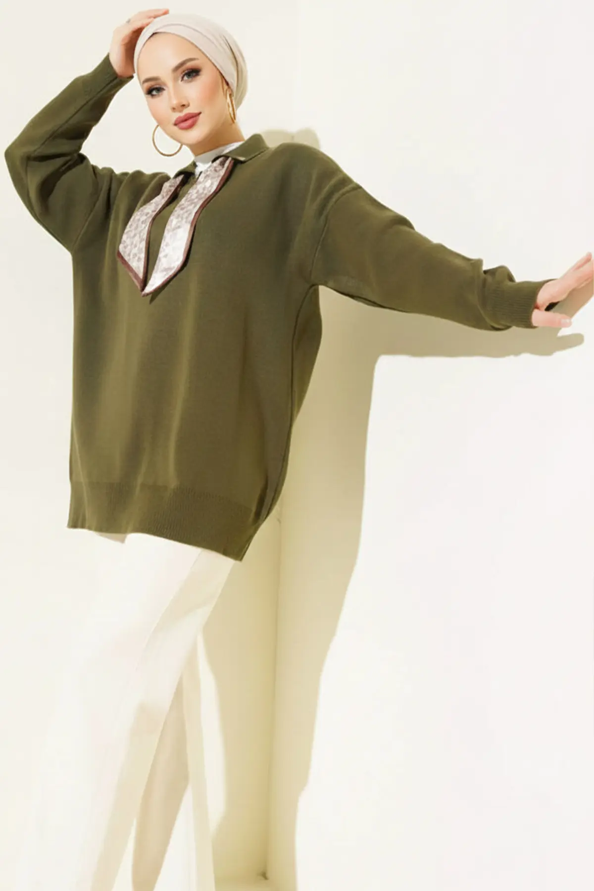 Knitted Tunic With Scarf-detail