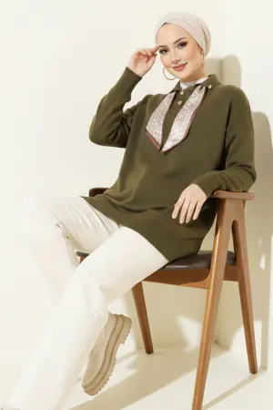 Knitted Tunic With Scarf