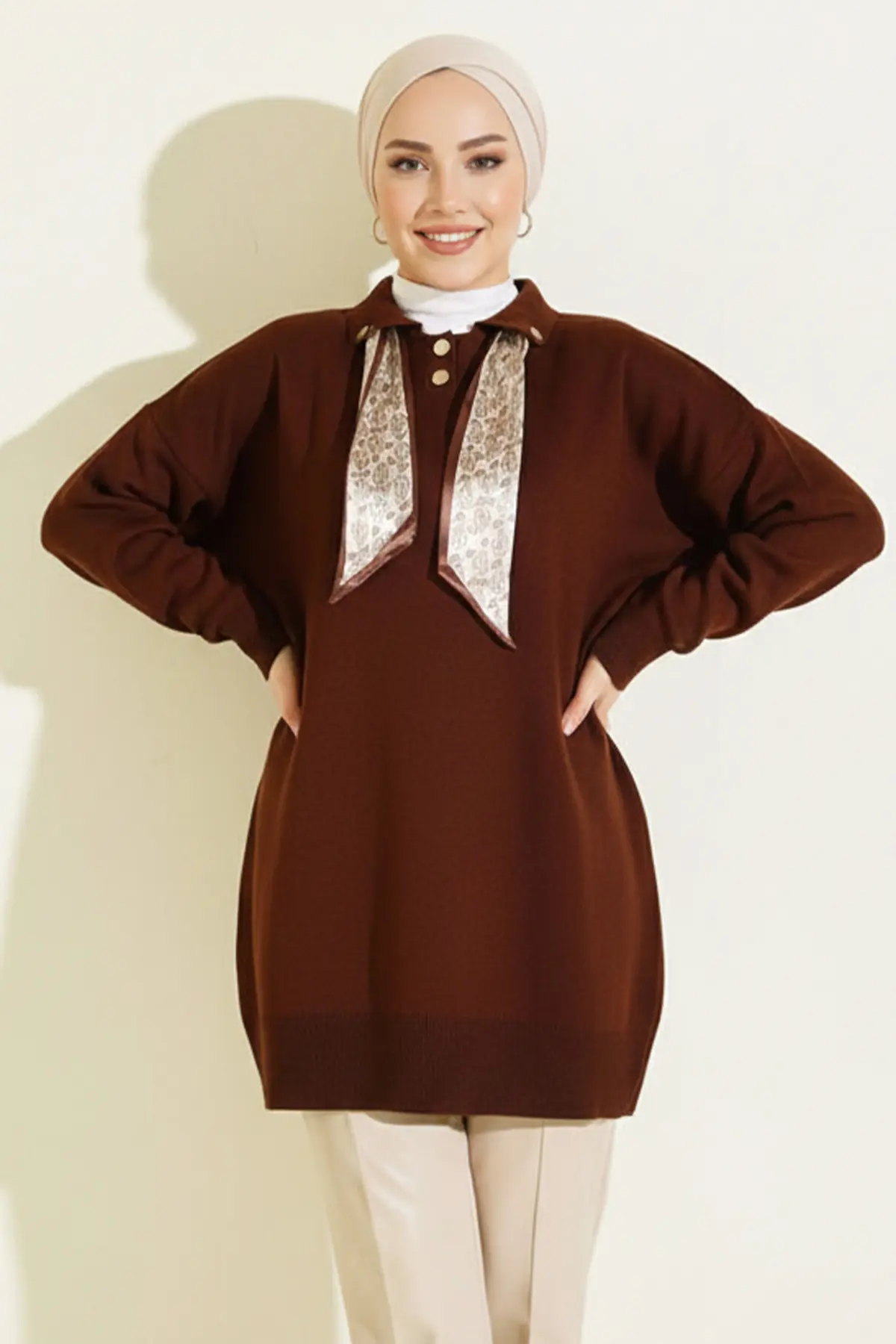 Knitted Tunic With Scarf-detail