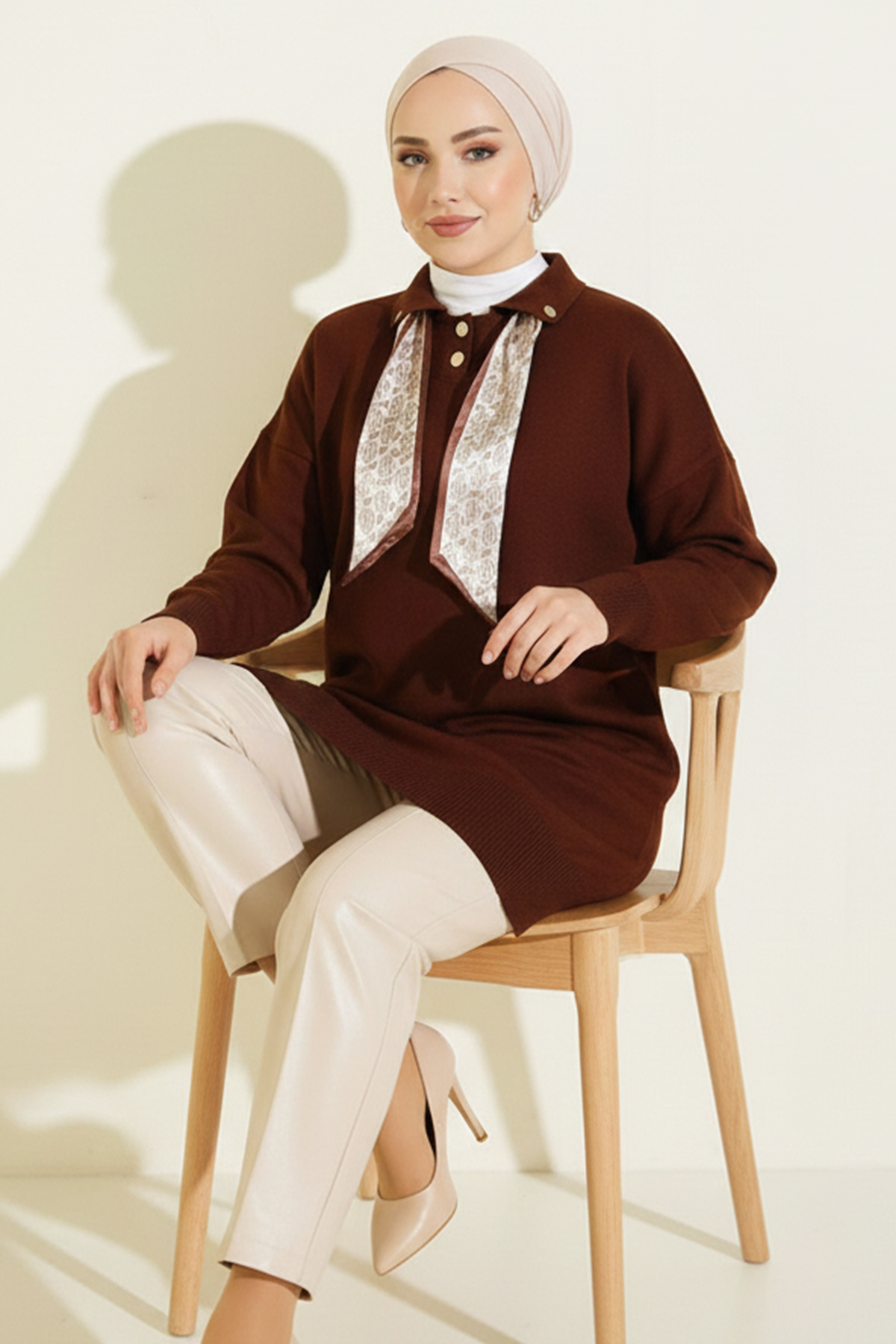 Knitted Tunic With Scarf