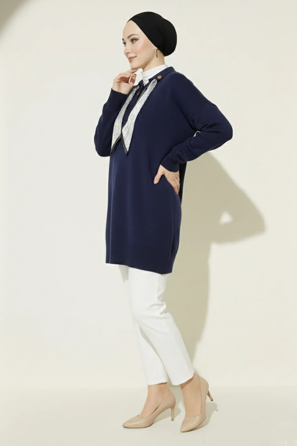 Knitted Tunic With Scarf-detail