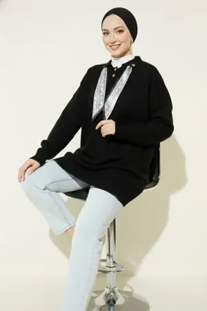 Knitted Tunic With Scarf