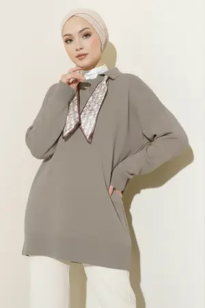 Knitted Tunic With Scarf