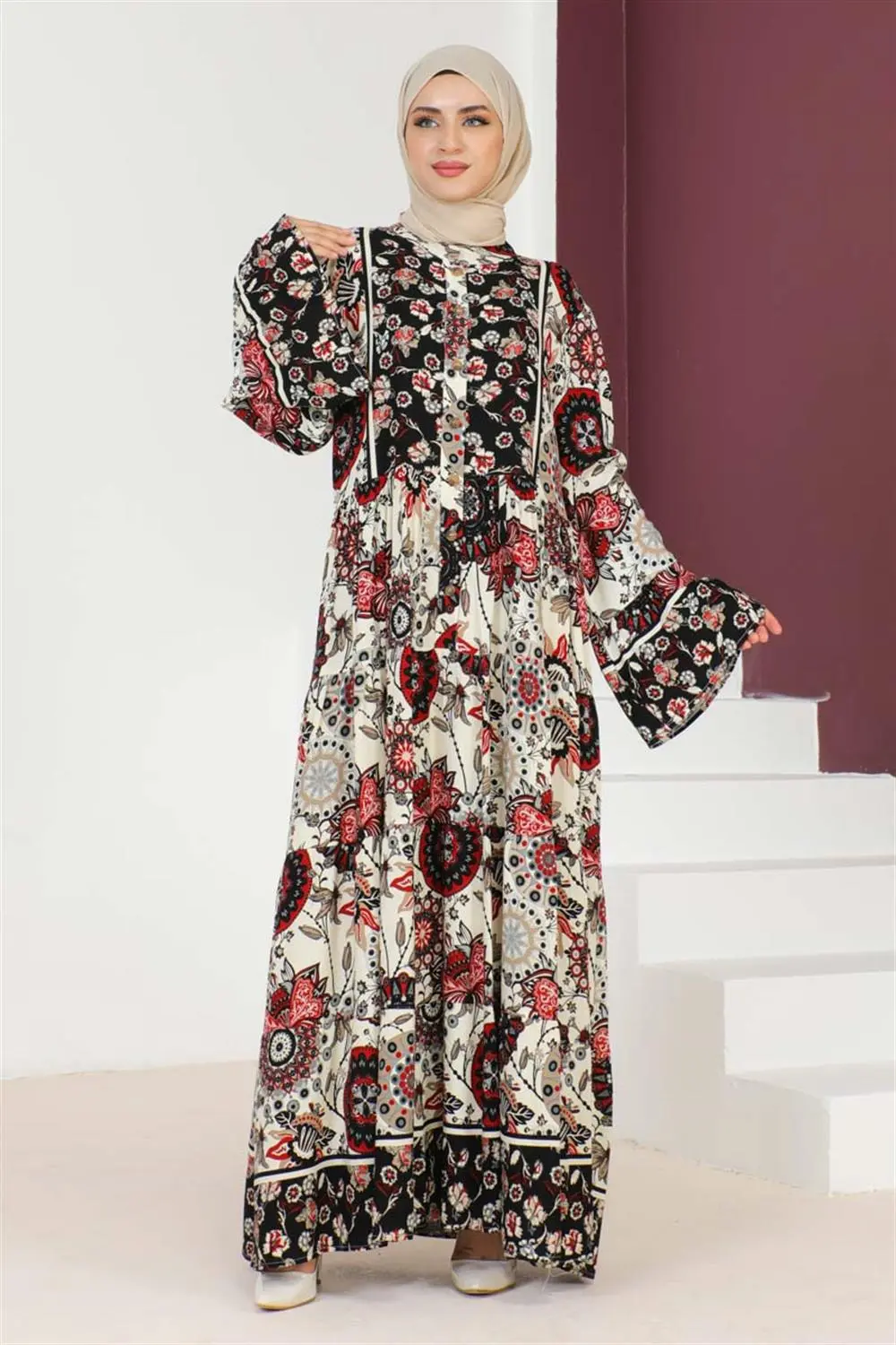 Wide Sleeve Hijab Dress-detail