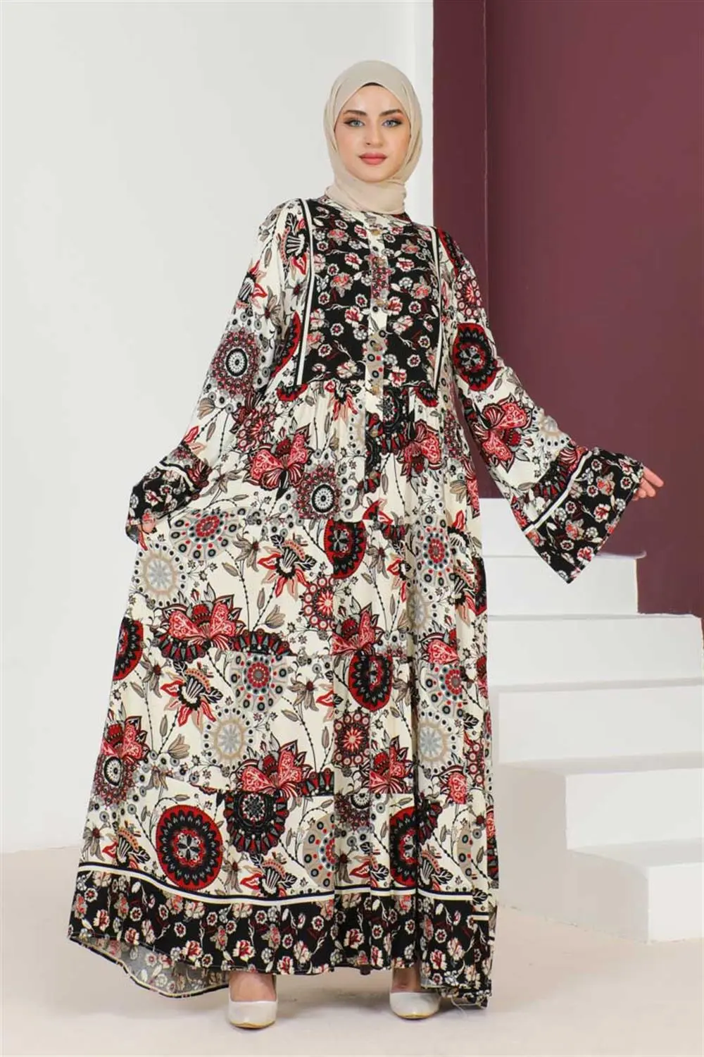 Wide Sleeve Hijab Dress-detail