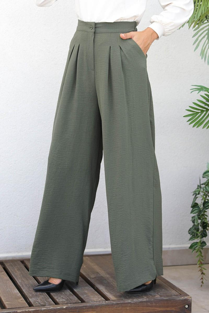 Wide Leg Plus Size Pants Khaki