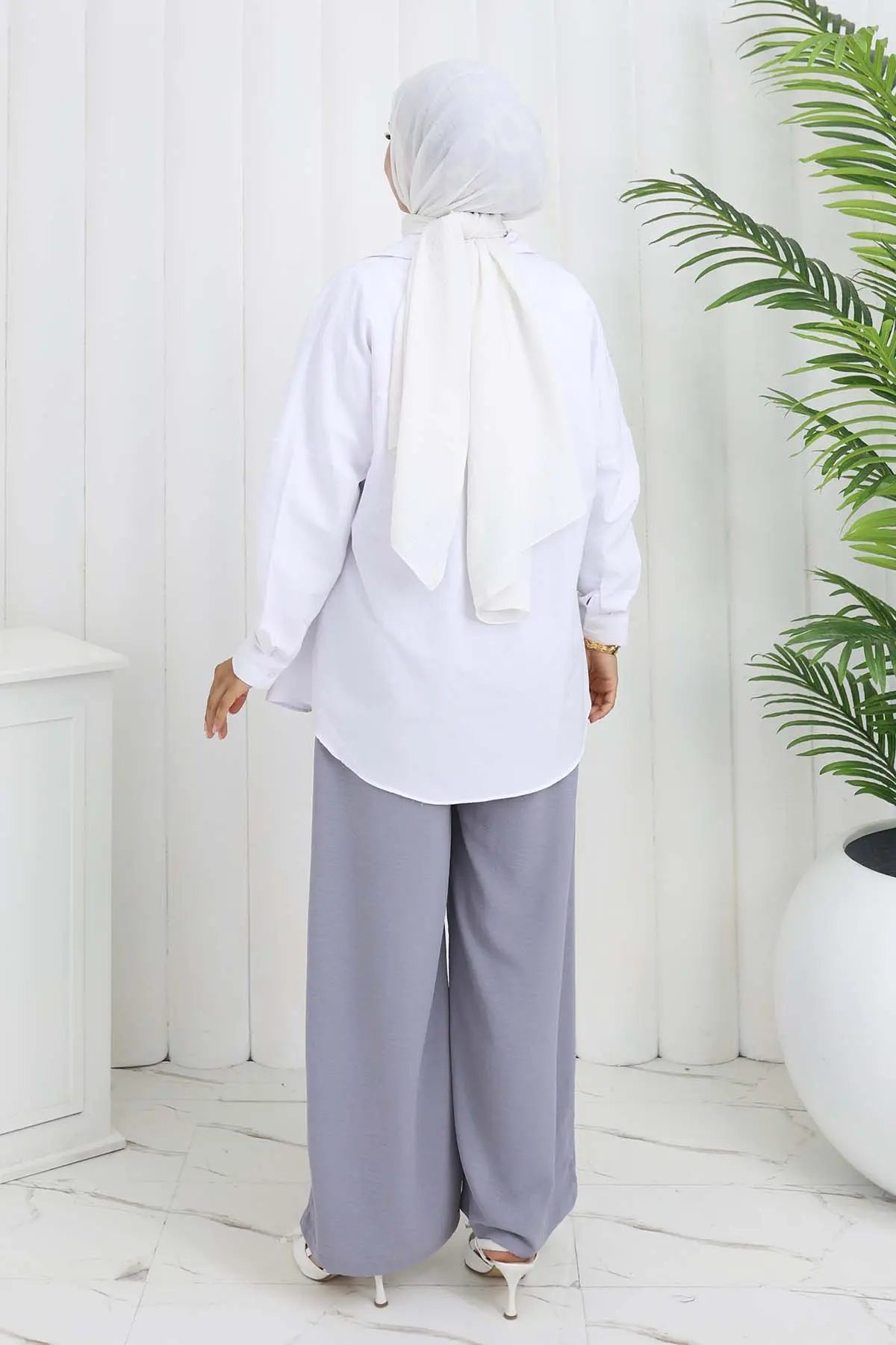 Geniş Paça Pileli Pantolon-detail