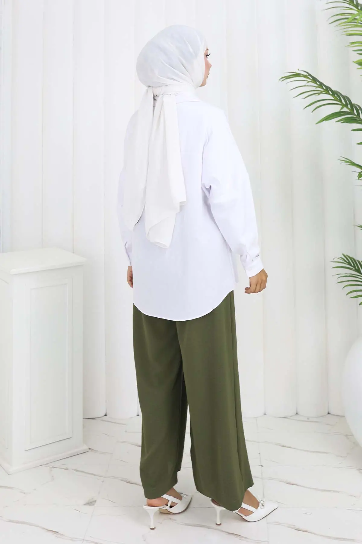 Geniş Paça Pileli Pantolon-detail