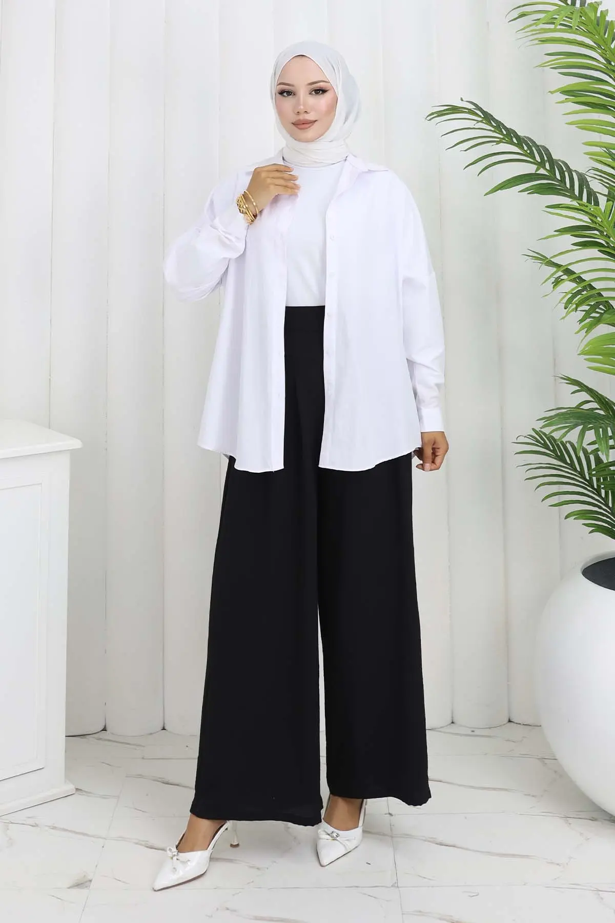 Geniş Paça Pileli Pantolon-detail