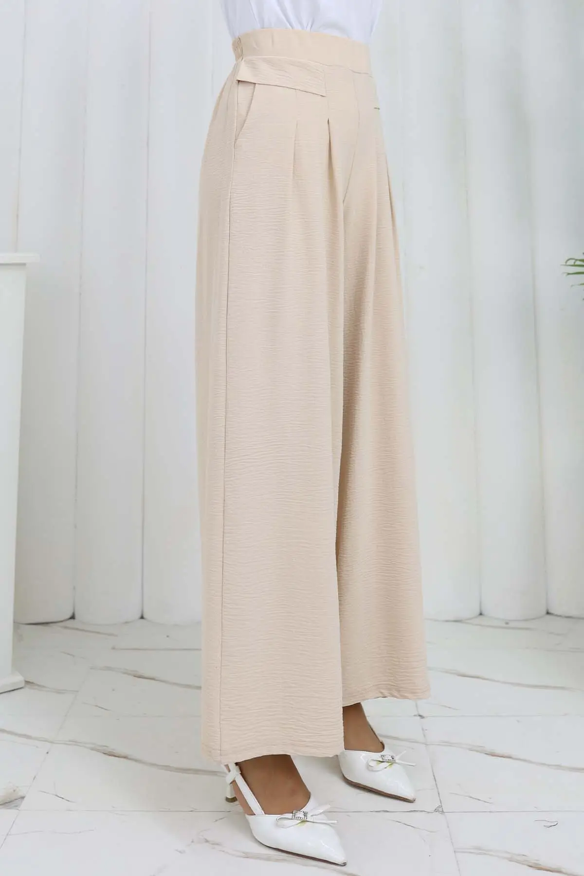 Geniş Paça Pileli Pantolon-detail