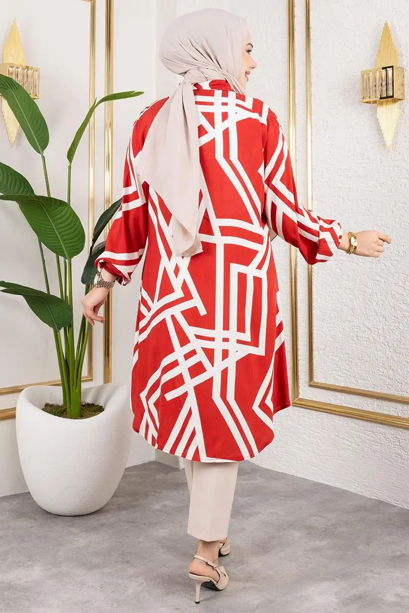 Geometrik Desen Viskon Tunik-detail