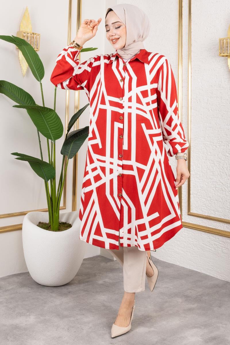 Geometrik Desen Viskon Tunik