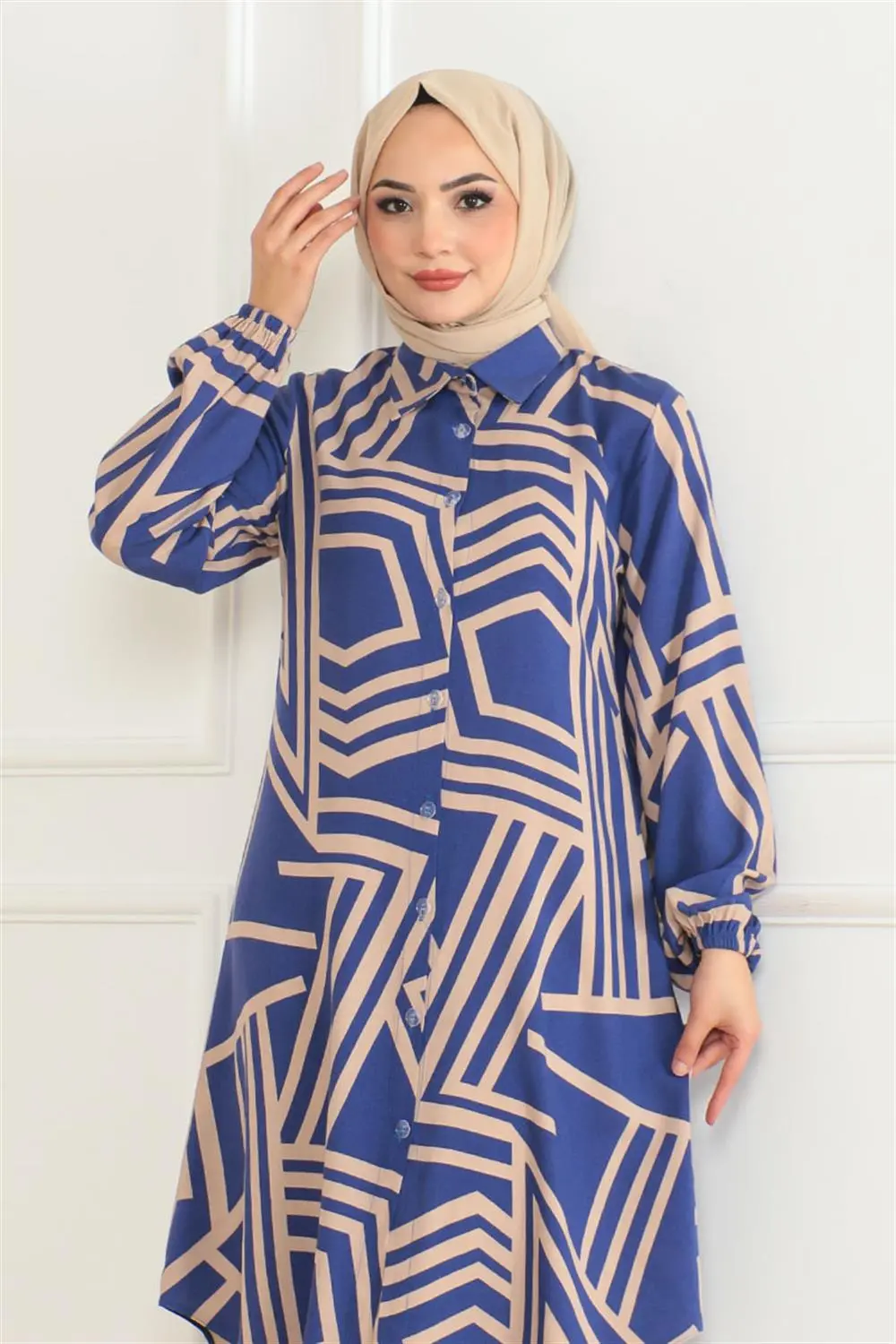 Geometrik Desen Viskon Tunik-detail