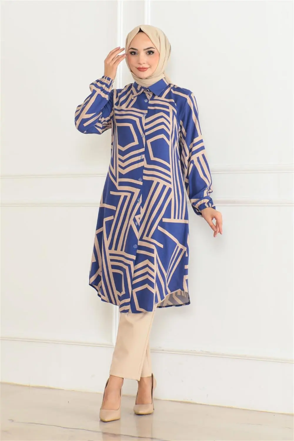 Geometric Pattern Viscose Tunic