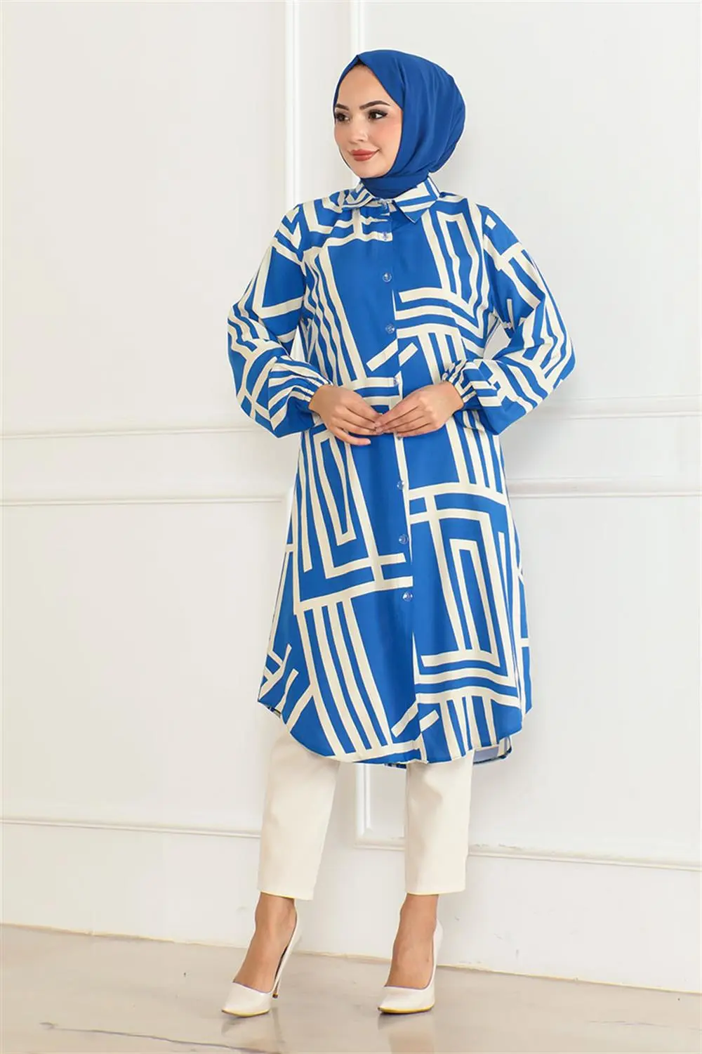 Geometrik Desen Viskon Tunik-detail