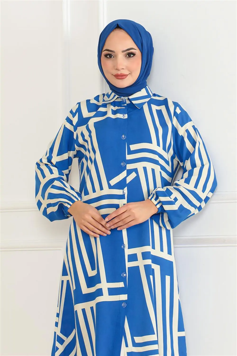 Geometrik Desen Viskon Tunik-detail