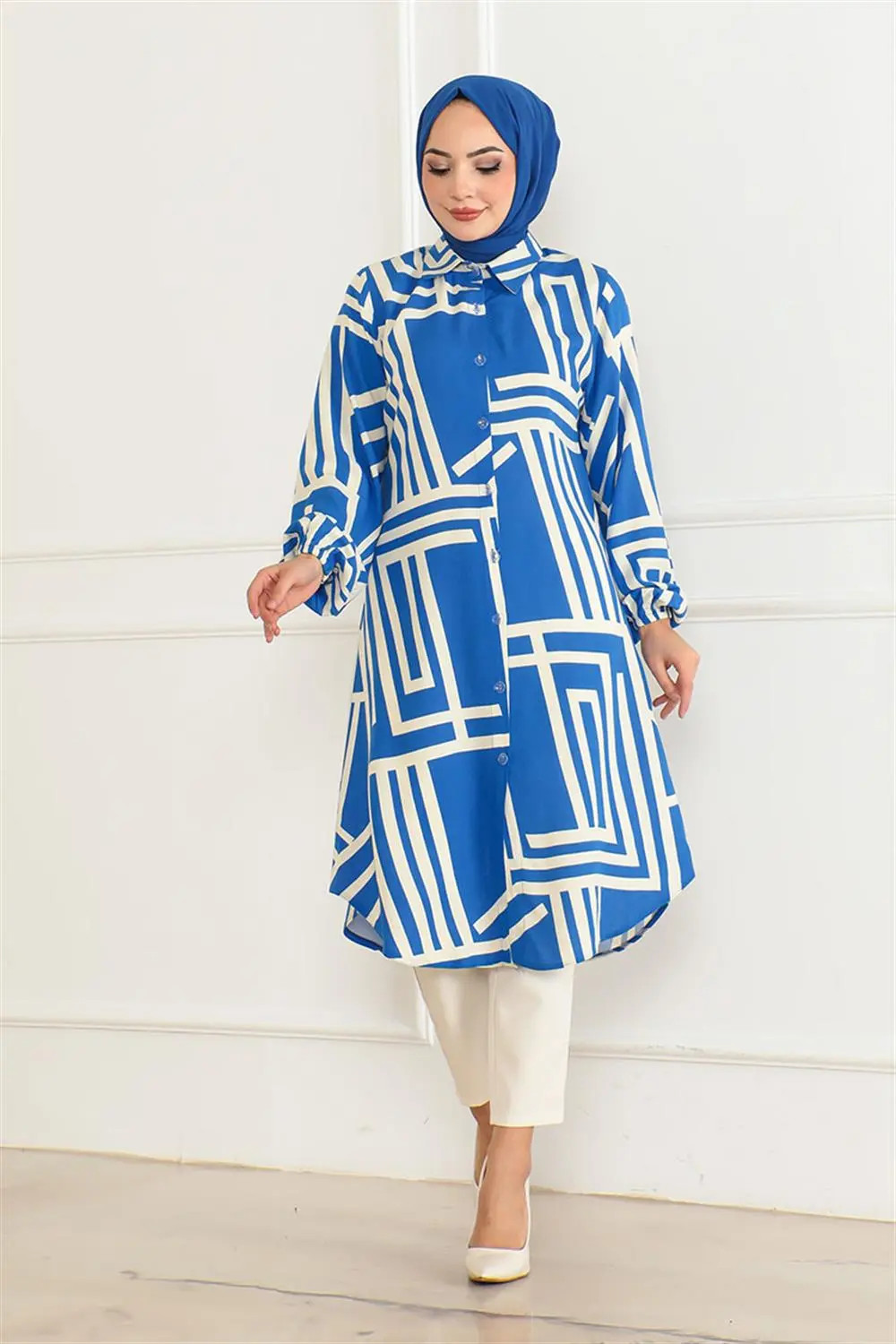 Geometric Pattern Viscose Tunic