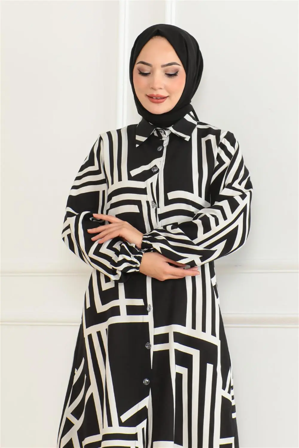 Geometrik Desen Viskon Tunik-detail