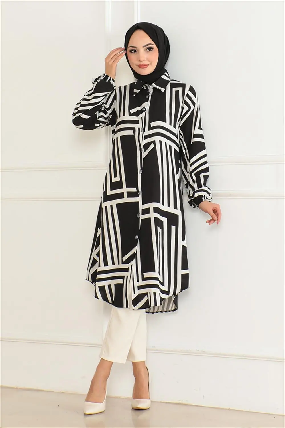 Geometric Pattern Viscose Tunic